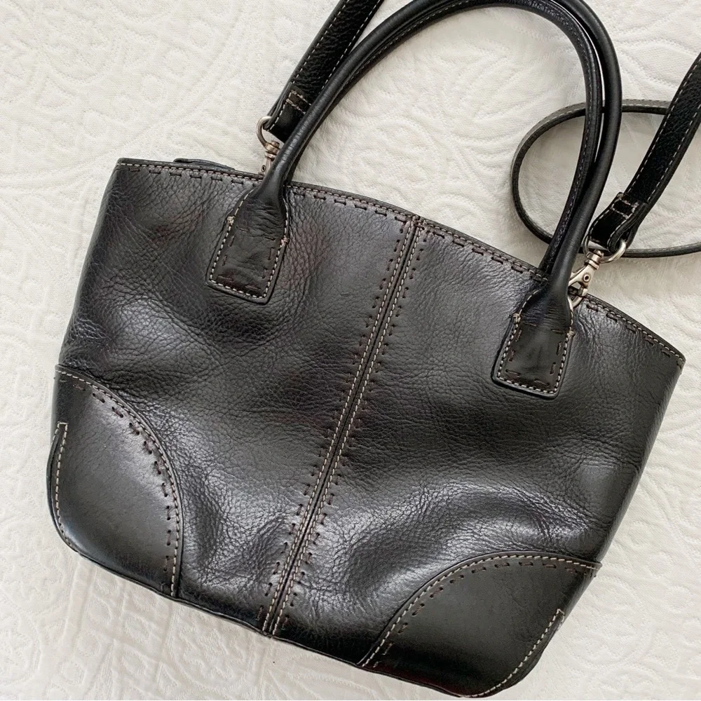 Vintage Fossil Y2K Sedona Leather Satchel Bag Handbag‎ Crossbody, Black